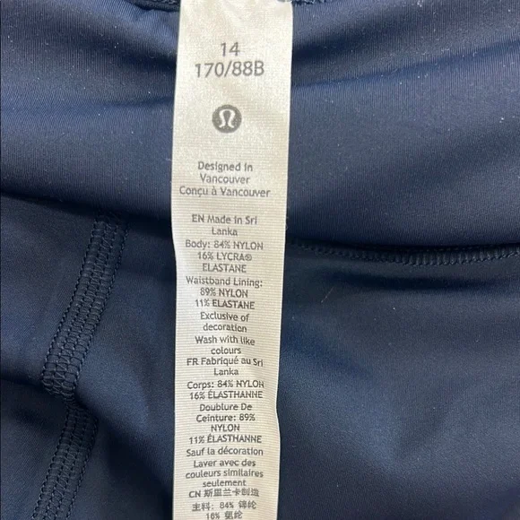 Lululemon Fast and Free 19” Navy Blue Leggings. Size 14. NWT